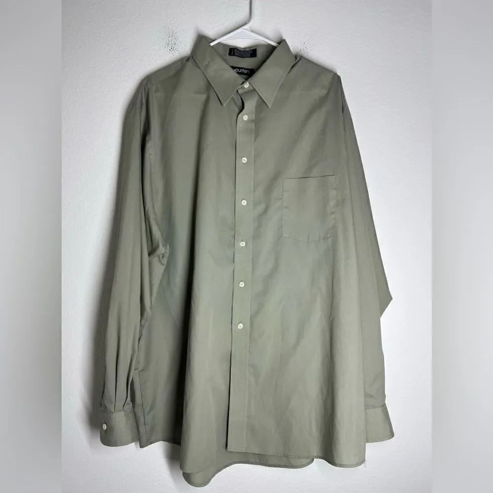 Puritan Button Up Shirt Mens XXL Gray Long Sleeve Pocket Straight Hem Side Slit